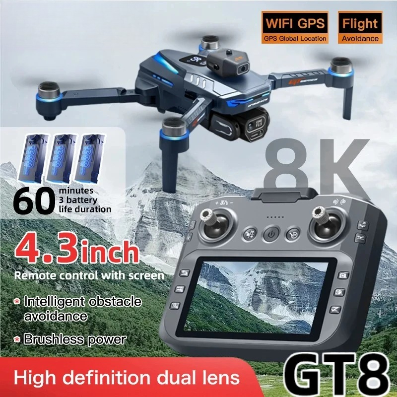 Fpv Brushless Rc Drone 4K - Original GT8 Drohne 8K Professionelle Doppelkamera