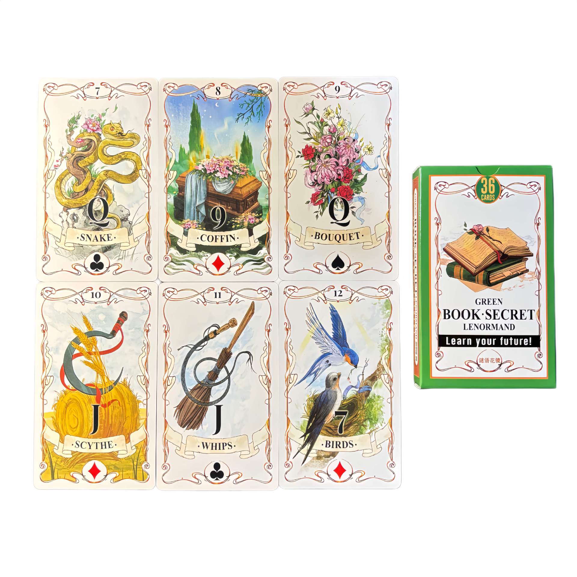 Green Book Secret Lenormand Or – Tarot Cards Deck With Guidebook Bewertung und Preis